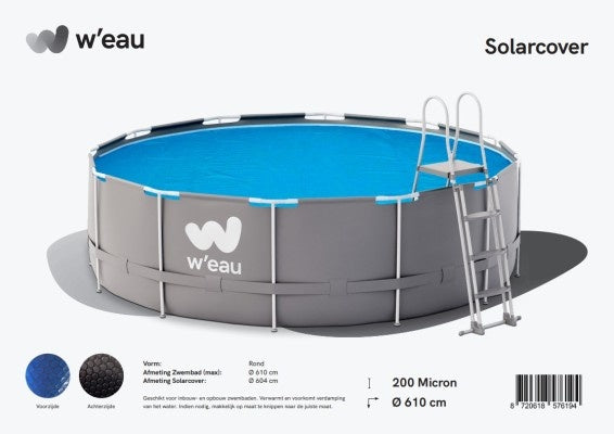 Solar cover rond - 610 cm (zeilmaat 595) - Zwart/Blauw - W'eau