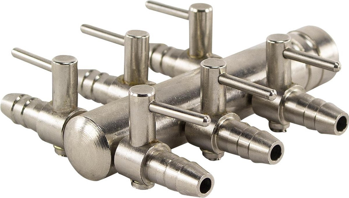 Ripartitore d'aria in ottone a 6 uscite da 9 mm
