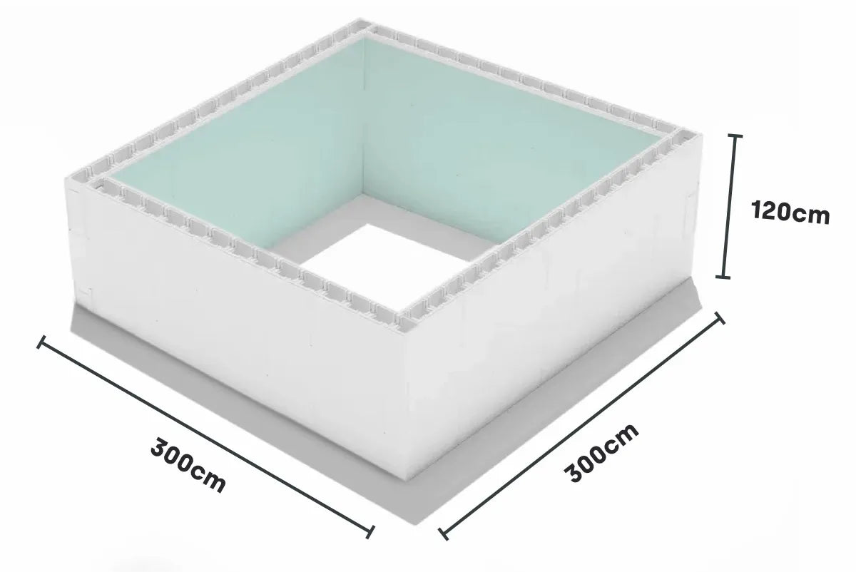 High Density Polystyrol Plunge Pool Blockset - 3,00 x 3,00 x 1,20 m
