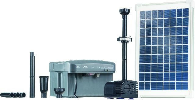 Set pompa fontana solare per stagno con LED, per circa 750 l - Heissner