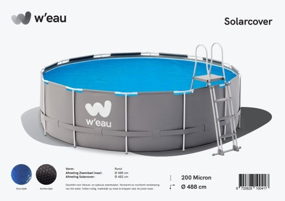 Solar cover rond - 488 cm (zeilmaat 470) - Zwart/Blauw - W'eau