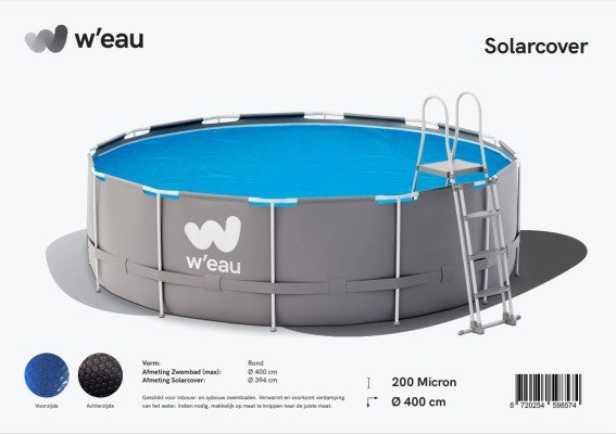 Solar cover rond - 400 cm (zeilmaat 394) - Zwart/Blauw - W'eau