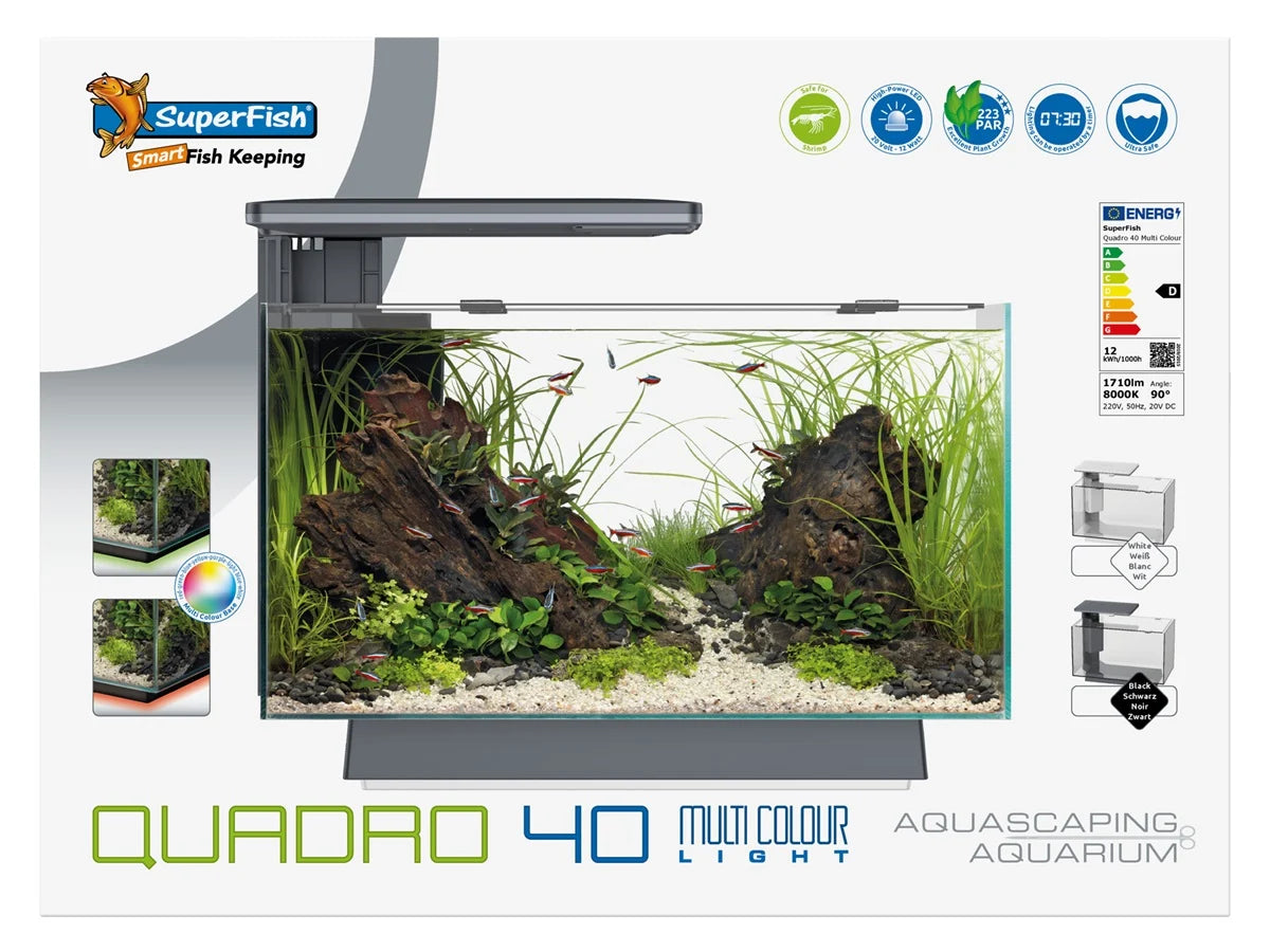 Acuario cuadrado 40 multicolor blanco - SuperFish
