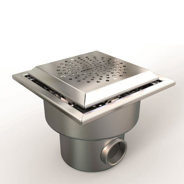 Bodemdrain vierkant 250 x 250mm met vlakke deksel - Astralpool