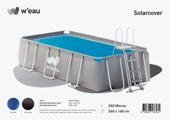 Rectangular solar cover - 260 x 160 cm (pool size 248 x 144) - Black/Blue - W'eau