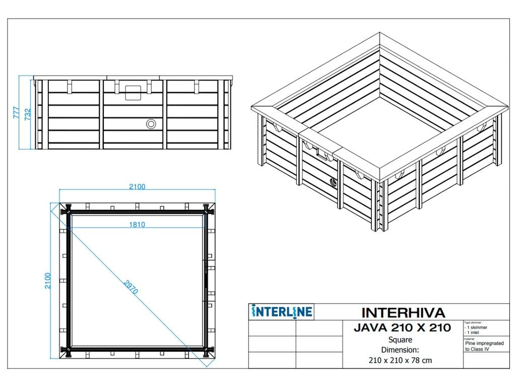Interline Java 2,10x2,10m - 78cm  - Pack Premium