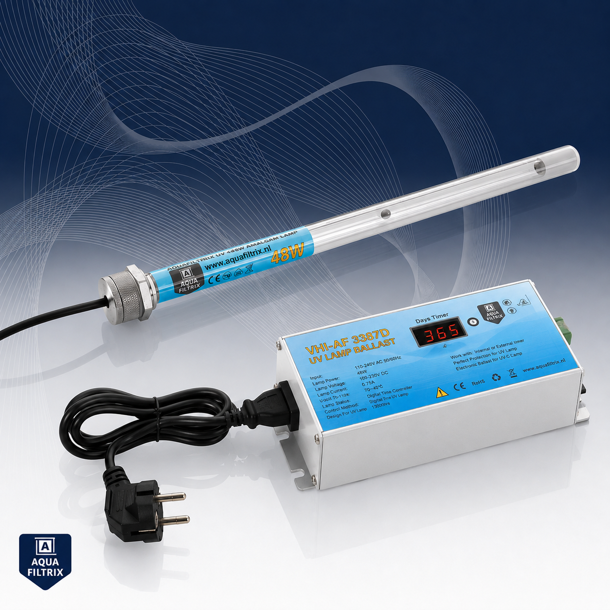 Tauch-UV 48W Quecksilber mit Ballaststörlichtzähler - Aquafiltrix