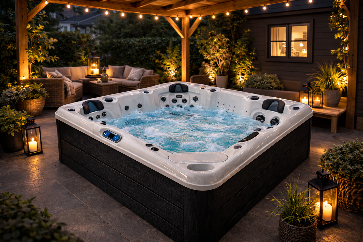 Infinity Spa 002- Energieeffizienter und luxuriöser 5-Personen-Jacuzzi - Dunkelgrau