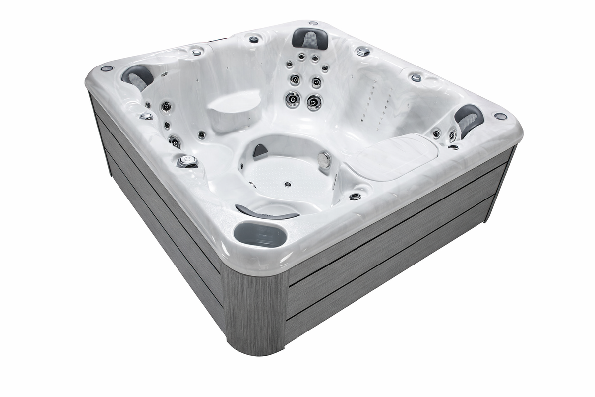 Infinity Spa 005 – Lussuosa vasca idromassaggio per 7 persone con 59 getti e comandi Balboa – Grigio chiaro