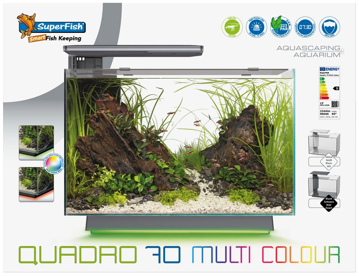 Acuario cuadrado 70 multicolor negro - SuperFish