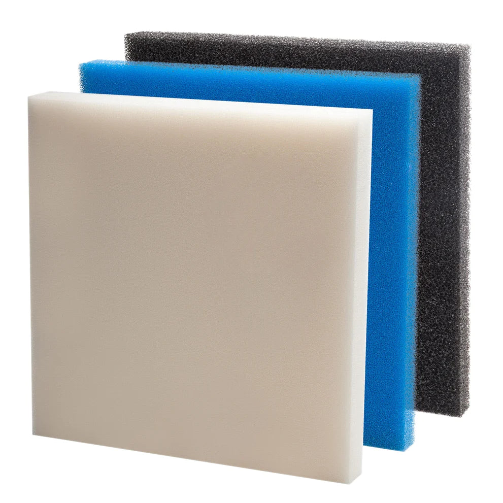 Set de espumas filtrantes para estanque 50x50x5 cm blanco, negro y azul - Maja Koi