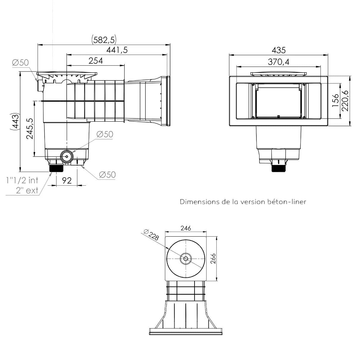 Skimmer A400 paneles/prefabricado/liner blanco - Weltico