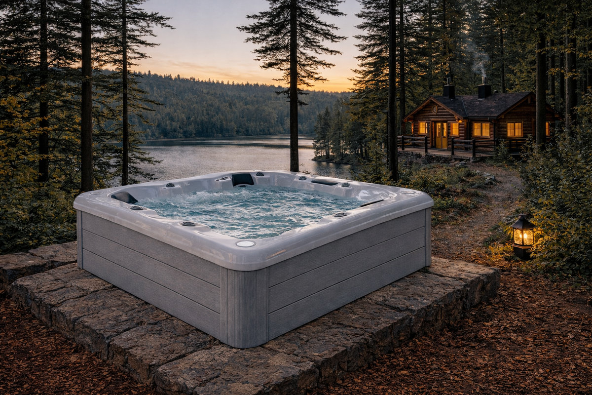 Infinity Spa 001- Vasca idromassaggio di lusso e a basso consumo per 6 persone - Grigio chiaro