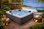 Infinity Spa 003 – Luxuriöser und leistungsstarker 6-Personen-Jacuzzi mit 107 Düsen – Teak