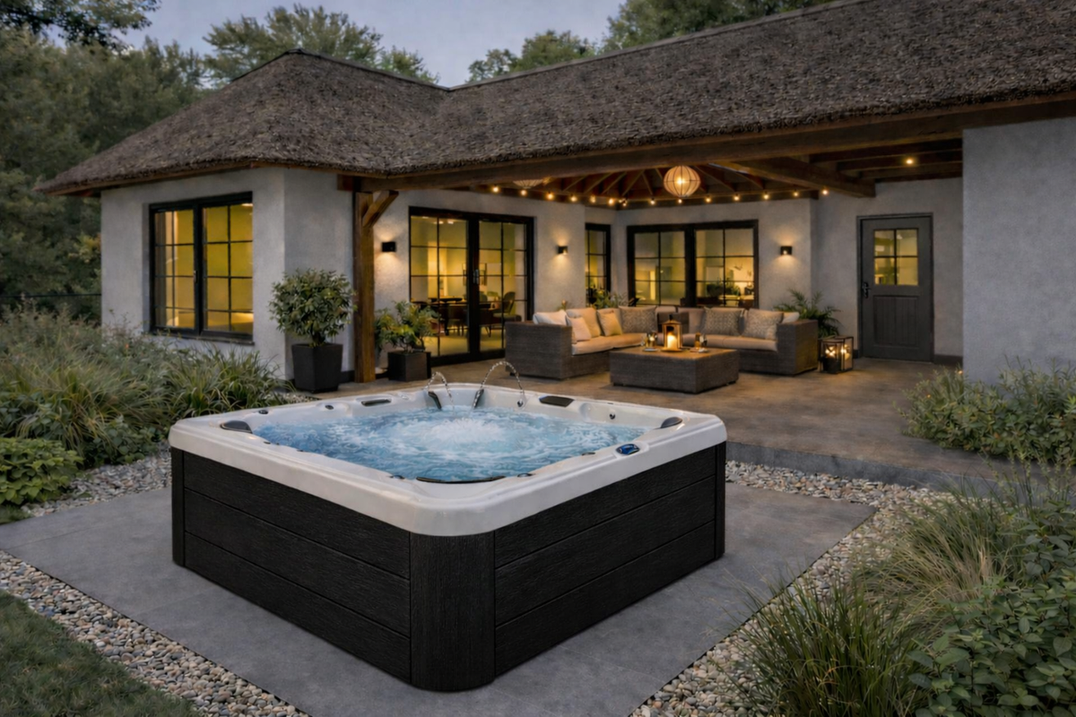 Infinity Spa 004 – Jacuzzi de lujo y profesional para 5 personas con 76 chorros – Gris oscuro