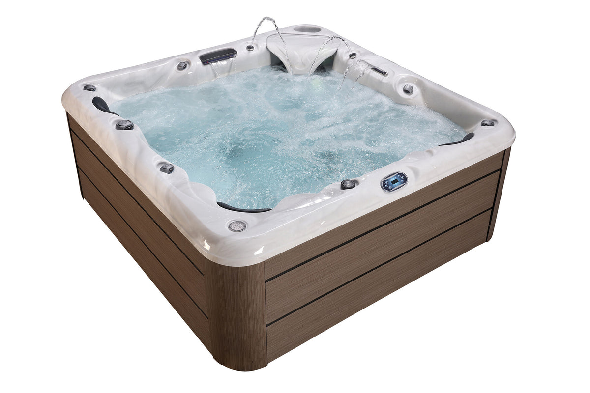Infinity Spa 004 – Luxuriöser und professioneller 5-Personen-Whirlpool mit 76 Düsen – Teakholz