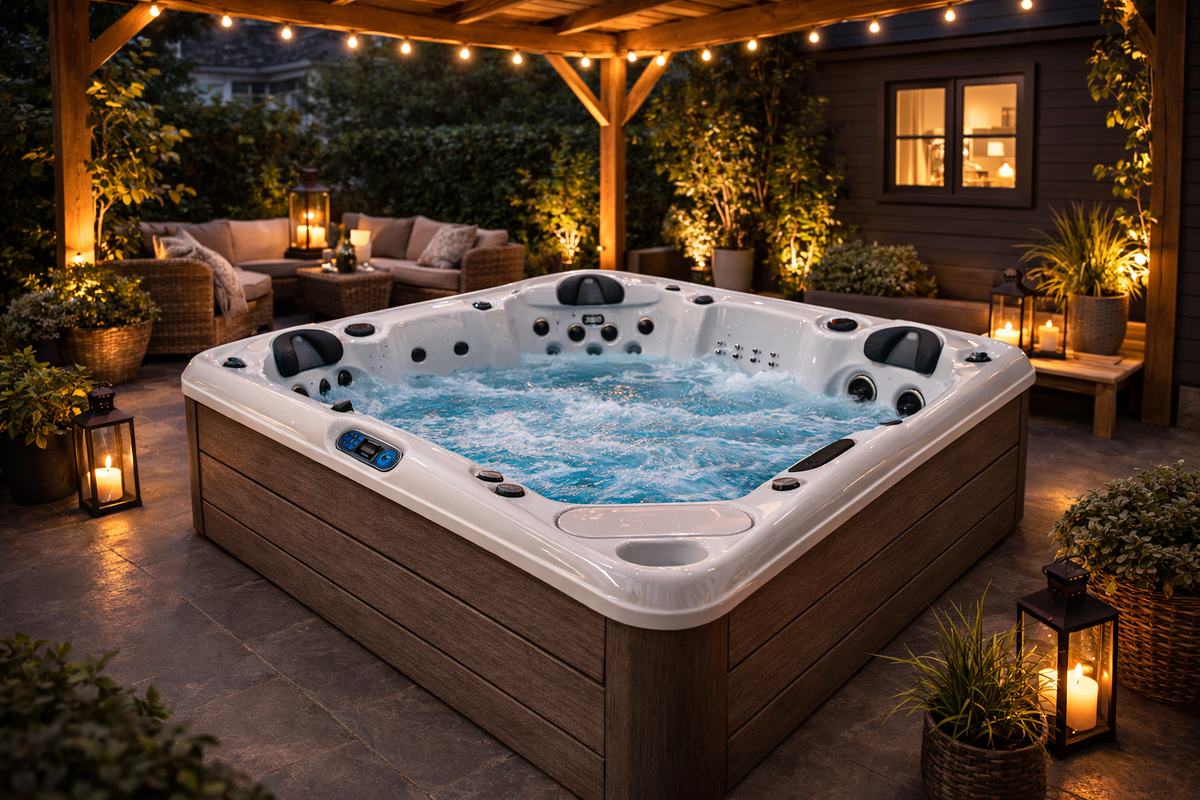 Infinity Spa 002- Energy-Efficient and Luxurious 5-Person Jacuzzi - Teak
