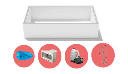 Kit fai da te per piscina in polistirene ad alta densità - 7,00 x 3,50 x 1,50 m - W'eau